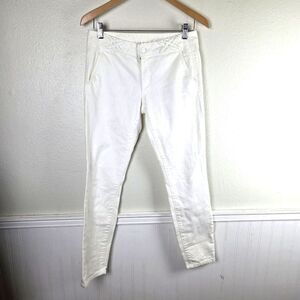 Women's Tory Burch White Skinny Tappered Ankle Cropped Jeans Size 27